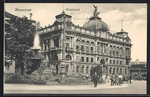 AK Hannover, Hauptpost mit Brunnen