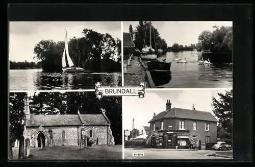 AK Brundall, C. A. Merrison`s, Church, Pier