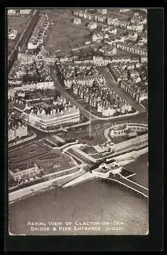 AK Clacton-on-Sea, Aerial View, Bridge and Pier Entrance