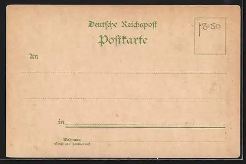 Lithographie Coblenz, Goeben-Denkmal, Kaiserl. Postamt, Totale mit Eisenbahnbrücke