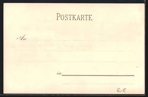 Lithographie Freiburg i. B., Kaufhaus mit Vorplatz, Ortsansicht mit Bergpanorama