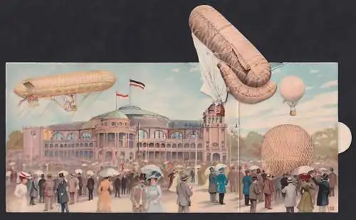 Mechanische-AK Frankfurt a. M., Internationale Luftschiffahrt-Ausstellung 1909, Ballon beim Aufstieg