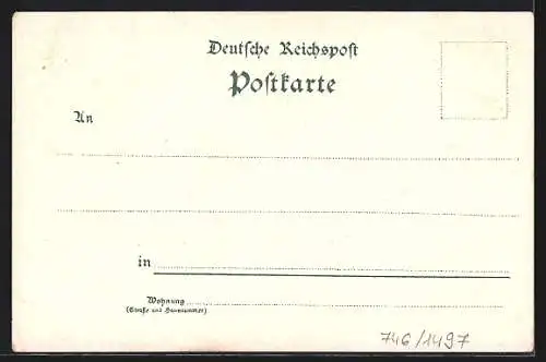 Lithographie Forst, Bismarck-Denkmal, Post und Kottbusser Strasse