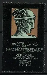 Reklamemarke Frankfurt a. M., Ausstellung f. Geschäftsbedarf und Reklame 1913, Hermeskopf