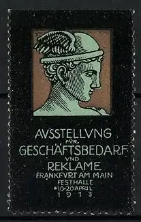 Reklamemarke Frankfurt a. M., Ausstellung f. Geschäftsbedarf und Reklame 1913, Hermeskopf