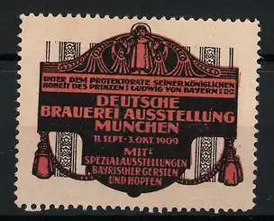 Reklamemarke München, Deutsche Brauerei-Ausstellung 1909, Münchner Kindl