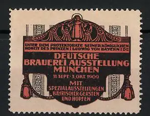 Reklamemarke München, Deutsche Brauerei-Ausstellung 1909, Münchner Kindl
