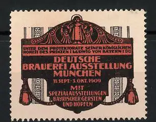 Reklamemarke München, Deutsche Brauerei-Ausstellung 1909, Münchner Kindl