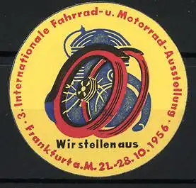 Reklamemarke Frankfurt, 3. internationale Fahrrad-und Motorrad-Ausstellung 1956, Messelogo