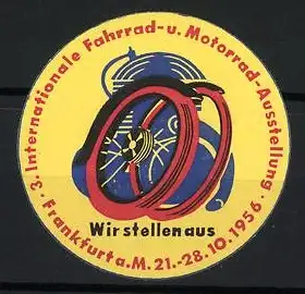 Reklamemarke Frankfurt, 3. internationale Fahrrad-und Motorrad-Ausstellung 1956, Messelogo