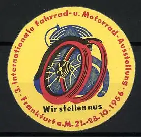 Reklamemarke Frankfurt, 3. internationale Fahrrad-und Motorrad-Ausstellung 1956, Messelogo