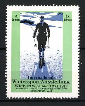 Reklamemarke Wien, Intern. Wintersport-Ausstellung 1912, Skiläufer