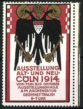 Reklamemarke Cöln, Ausstellung Alt und Neu 1914, Messelogo & Wappen