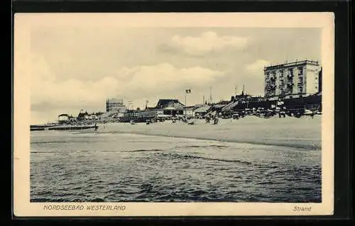 AK Westerland /Nordsee, Strandpanorama von der See aus