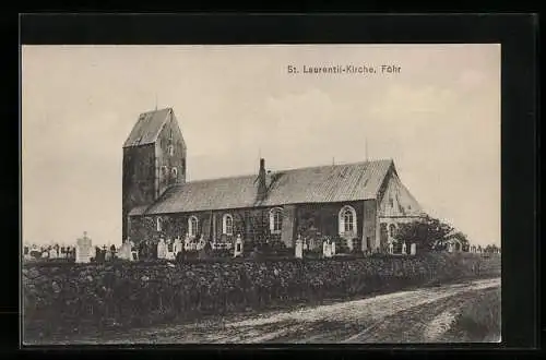 AK Föhr, St. Lauentii-Kirche mit Kirchhof u. Strasse