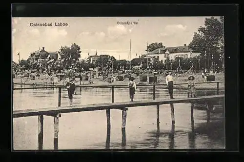 AK Laboe /Ostsee, Strandpartie vom Wasser aus