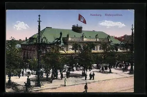 AK Hamburg-Neustadt, Alsterpavillon mit Strasse aus der Vogelschau