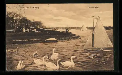 AK Hamburg, Auf der Aussen-Alster