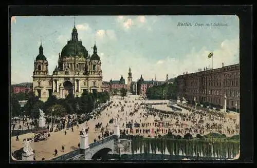 AK Berlin, Dom mit Schloss aus der Vogelschau