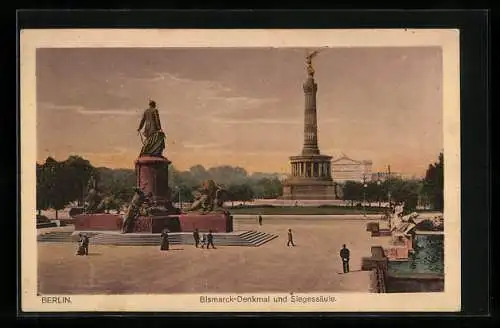 AK Berlin-Tiergarten, Bismarck-Denkmal und Siegessäule