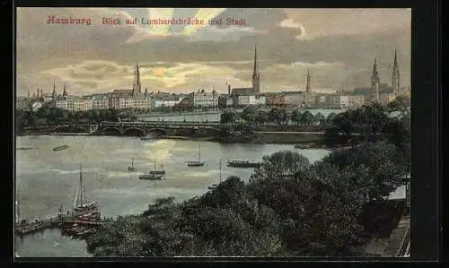 AK Hamburg-Neustadt, Blick auf Lombardsbrücke und Stadt