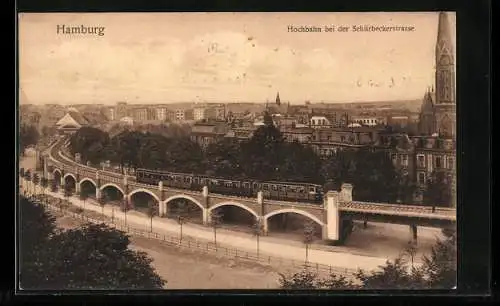 AK Hamburg-Uhlenhorst, Hochbahn bei der Schürbekerstrasse