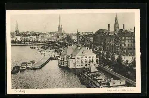 AK Hamburg-Neustadt, Jungfernstieg und Alsterpavillon