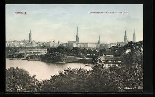 AK Hamburg-Neustadt, Lombardsbrücke mit Blick auf die Stadt