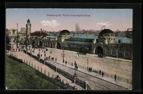 AK Hamburg-St.Pauli, Blick auf die St. Pauli-Landungsbrücken