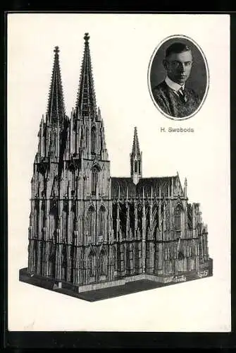 AK Modell des Kölner Doms aus Streichhölzern v. H. Swoboda