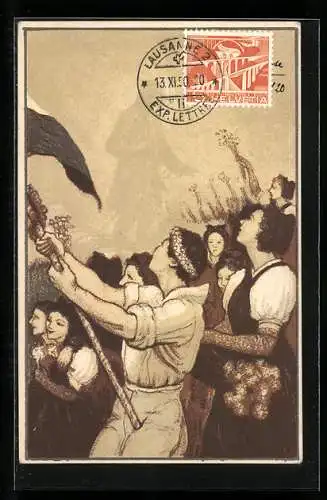 AK Jungendliche mit einer Fahne, Journée de la Jeunesse 1920