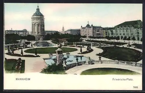 AK Mannheim, Blick auf Friedrichsplatz