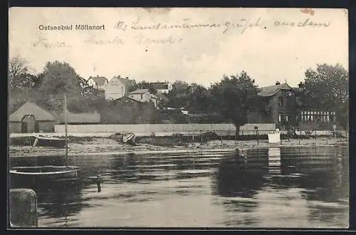 AK Möltenort /Ostsee, Ortsansicht vom Wasser aus