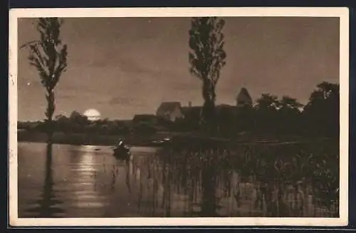 AK Insel Reichenau, Mittelzeil, Abend am Untersee