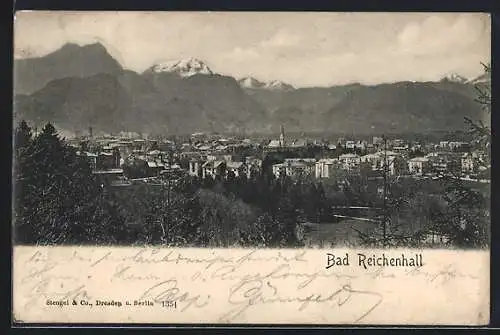 AK Bad Reichenhall, Ortsansicht mit Bergpanorama