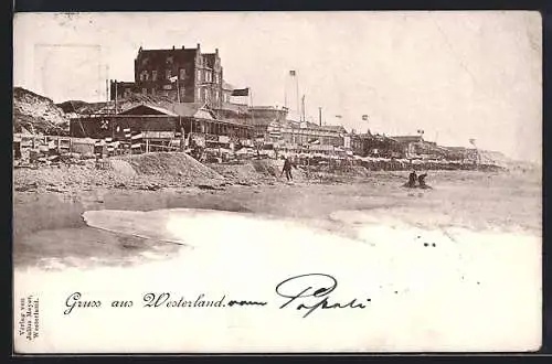 AK Westerland, Strandansicht vom Wasser aus