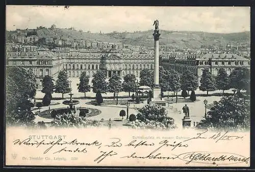 AK Stuttgart, Schlossplatz m. neuem Schloss