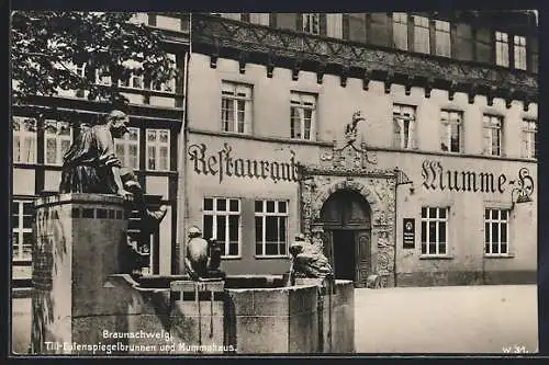 AK Braunschweig, Till-Eulenspiegelbrunnen und Restaurant Mummelhaus