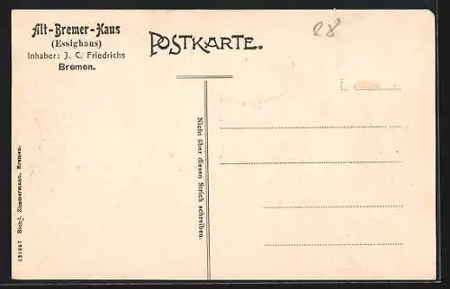 AK Bremen, Gaststätte Alt-Bremer-Haus / Essighaus J. C. Friedrichs, Innenansicht mit Kamin