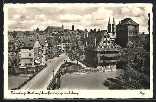 AK Nürnberg, Blick auf den Henkersteg und Burg