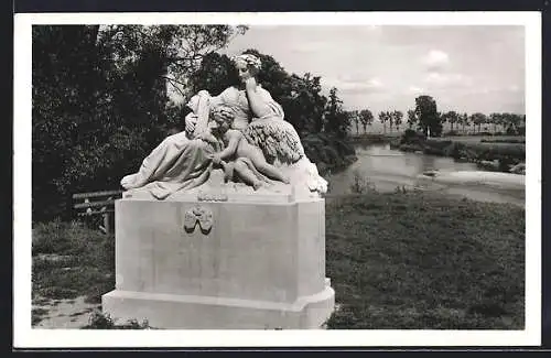 AK Donaueschingen, Alte Donauquellgruppe am Zusammenfluss von Brigach und Breg