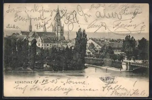 AK Konstanz, Teilansicht mit Kirche