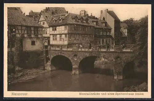 AK Hannover, Marstallbrücke und altes Spritzenhaus links