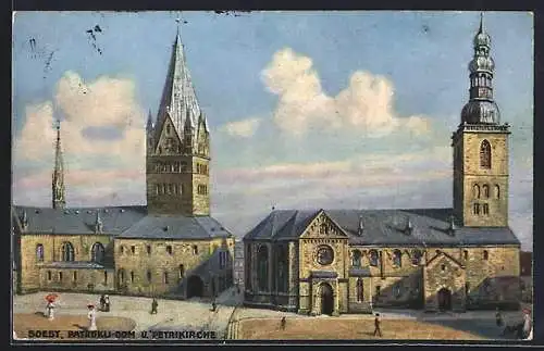 Künstler-AK Raphael Tuck & Sons Nr. 743: Soest, Patrokli-Dom u. Petrikirche