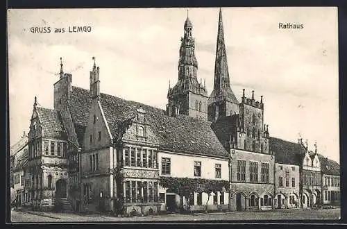 AK Lemgo, Rathaus mit Strassenpartie