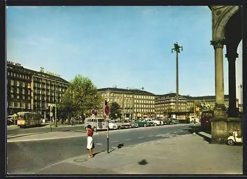 AK Hannover, Ernst-August-Platz mit Strassenbahn