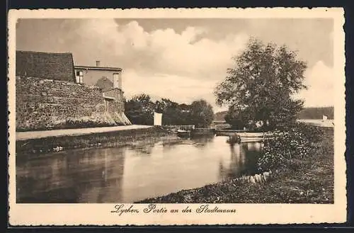 AK Lychen, Partie an der Stadtmauer