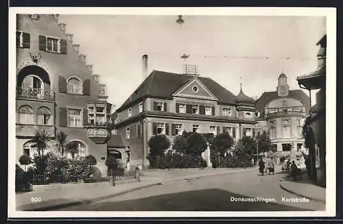 AK Donaueschingen, Teilansicht mit Karlstrasse