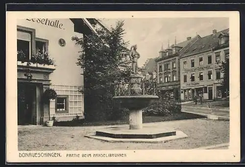 AK Donaueschingen, Conditorei Jakob Hengstler am Hanselibrunnen