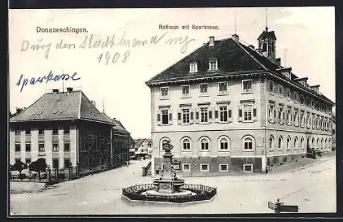 AK Donaueschingen, Rathaus mit Sparkasse